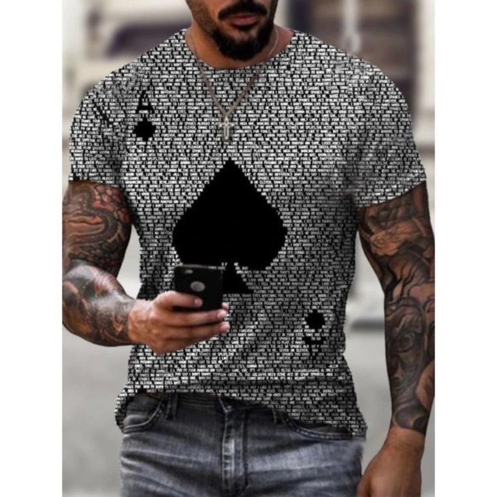 Ace of Spades T Shirt for Men Short Sleeve Crew Neck